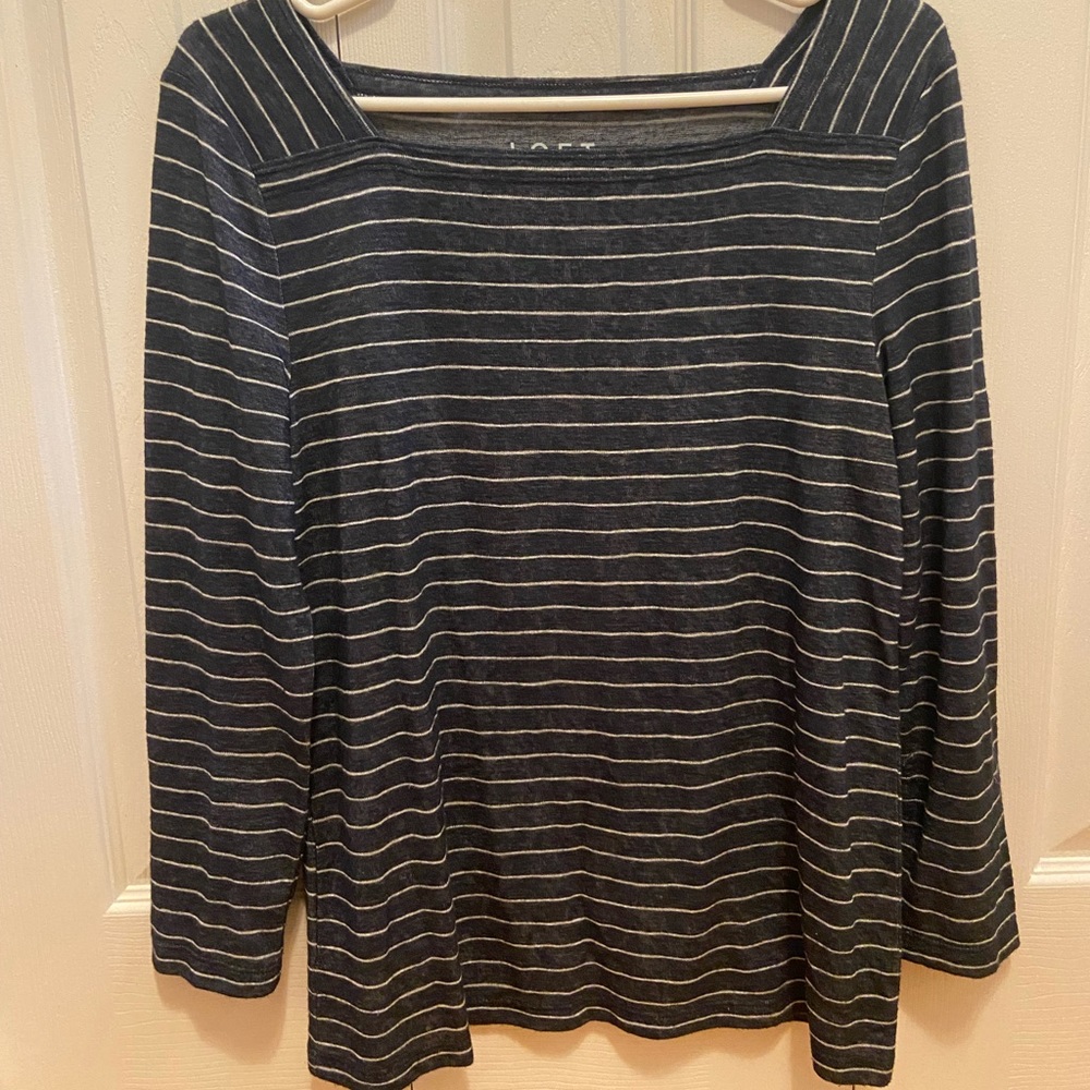 Blue and white 3/4 length sleeve from LOFT